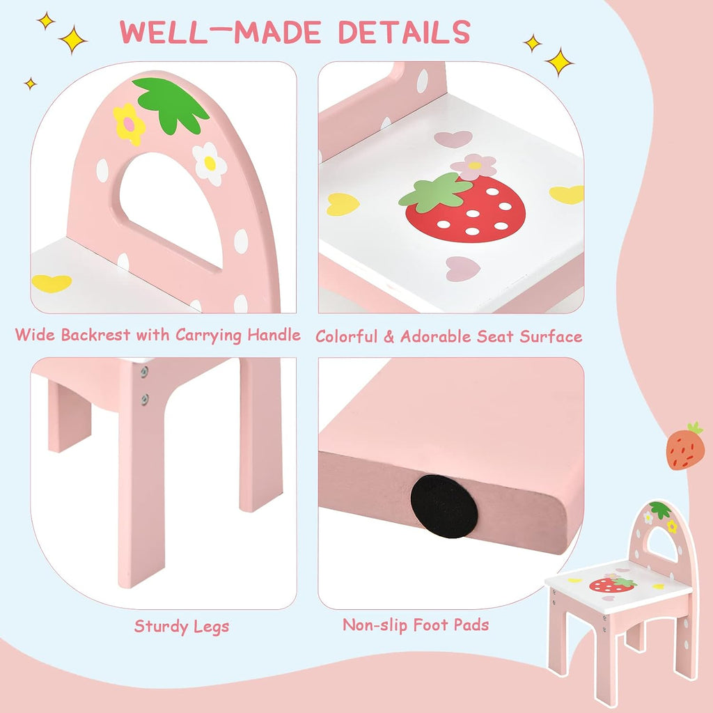 Costzon Kids Vanity Table & Chair Set, 2 in 1 Princess Makeup Dressing Table w/Detachable Top, Toddler Vanity w/Tri-fold Mirror, Drawers & Accessories, Vanity Set for Little Girls, Pink