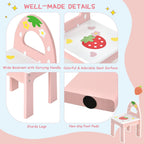 Costzon Kids Vanity Table & Chair Set, 2 in 1 Princess Makeup Dressing Table w/Detachable Top, Toddler Vanity w/Tri-fold Mirror, Drawers & Accessories, Vanity Set for Little Girls, Pink