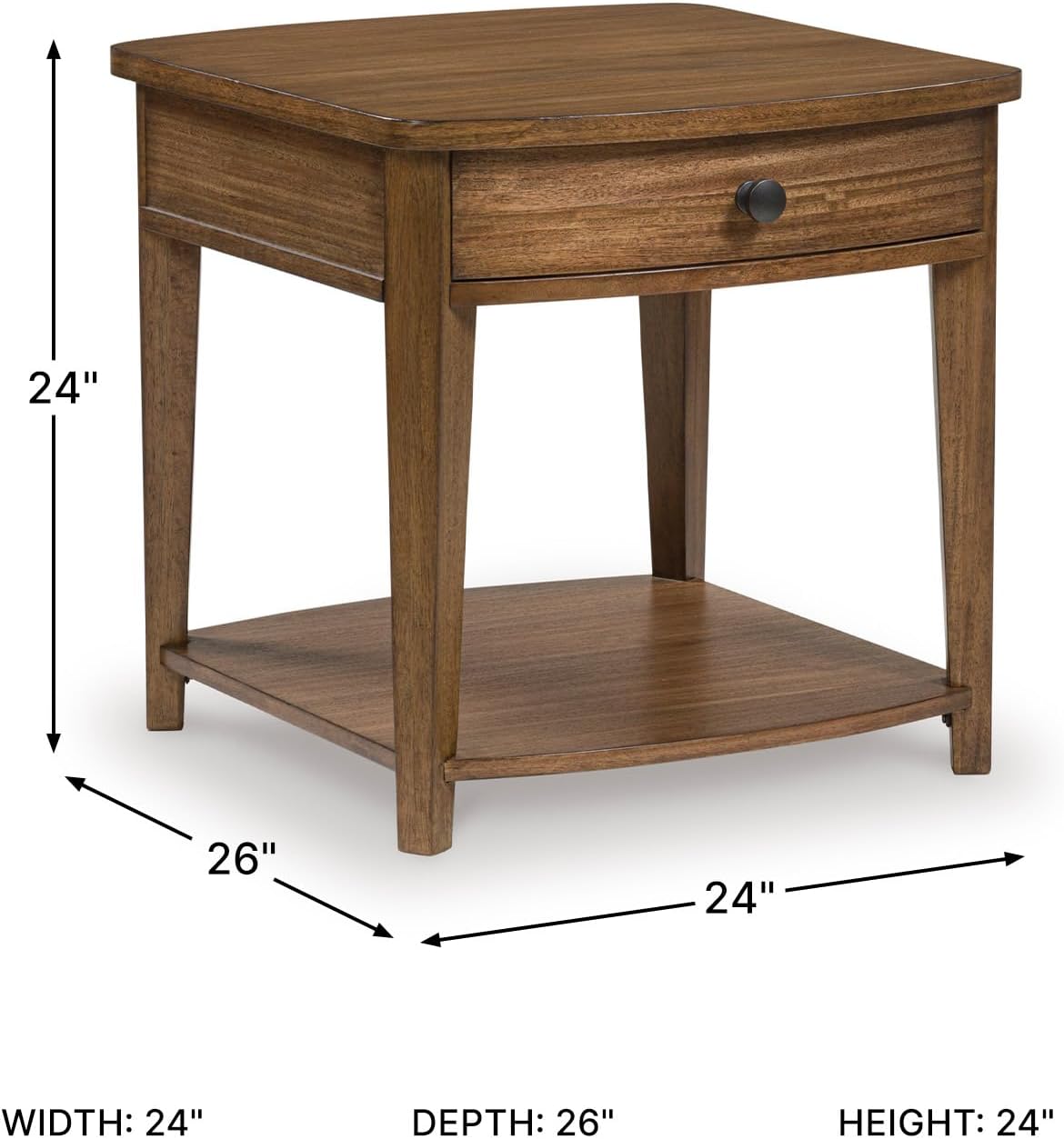 Signature Design by Ashley Burkbyer Classic End Table with Storage, Medium Brown