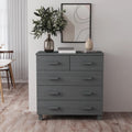 Dark Grey Solid Pine Wood Medium Sideboard with 5 Drawers, Modern Storage Cabinet for Living Room Dining Area Hallway, Sturdy Construction Wall Mountable, Ample Storage Space
