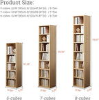 IOTXY Small Narrow Corner Bookcase - 71" Tall Gap Storage Cabinet, Oak