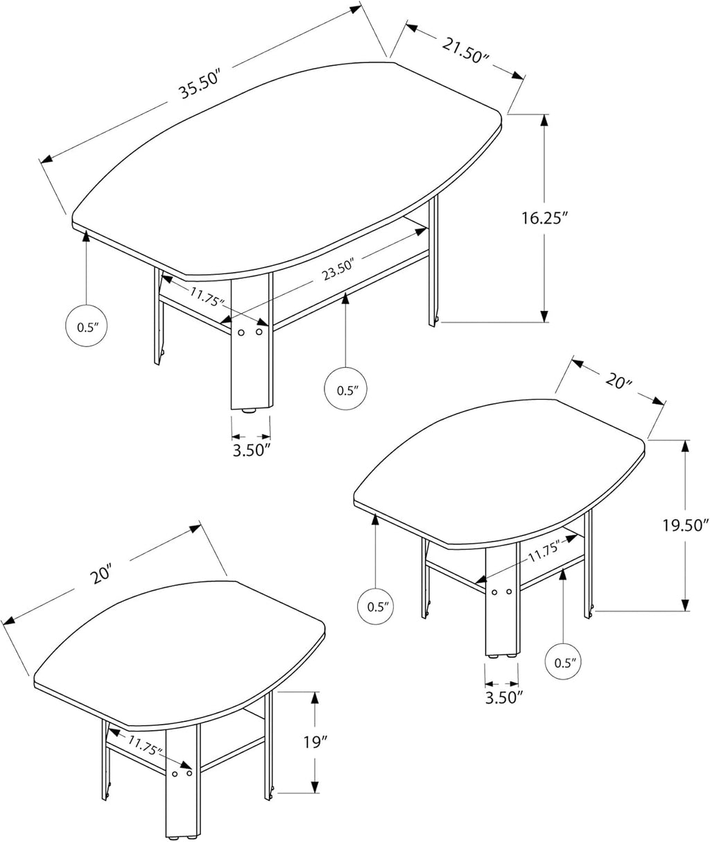 3-Piece Grey Laminate Table Set for Living Room with Particle Board | industrial grey wood-look tables for modern living spaces
