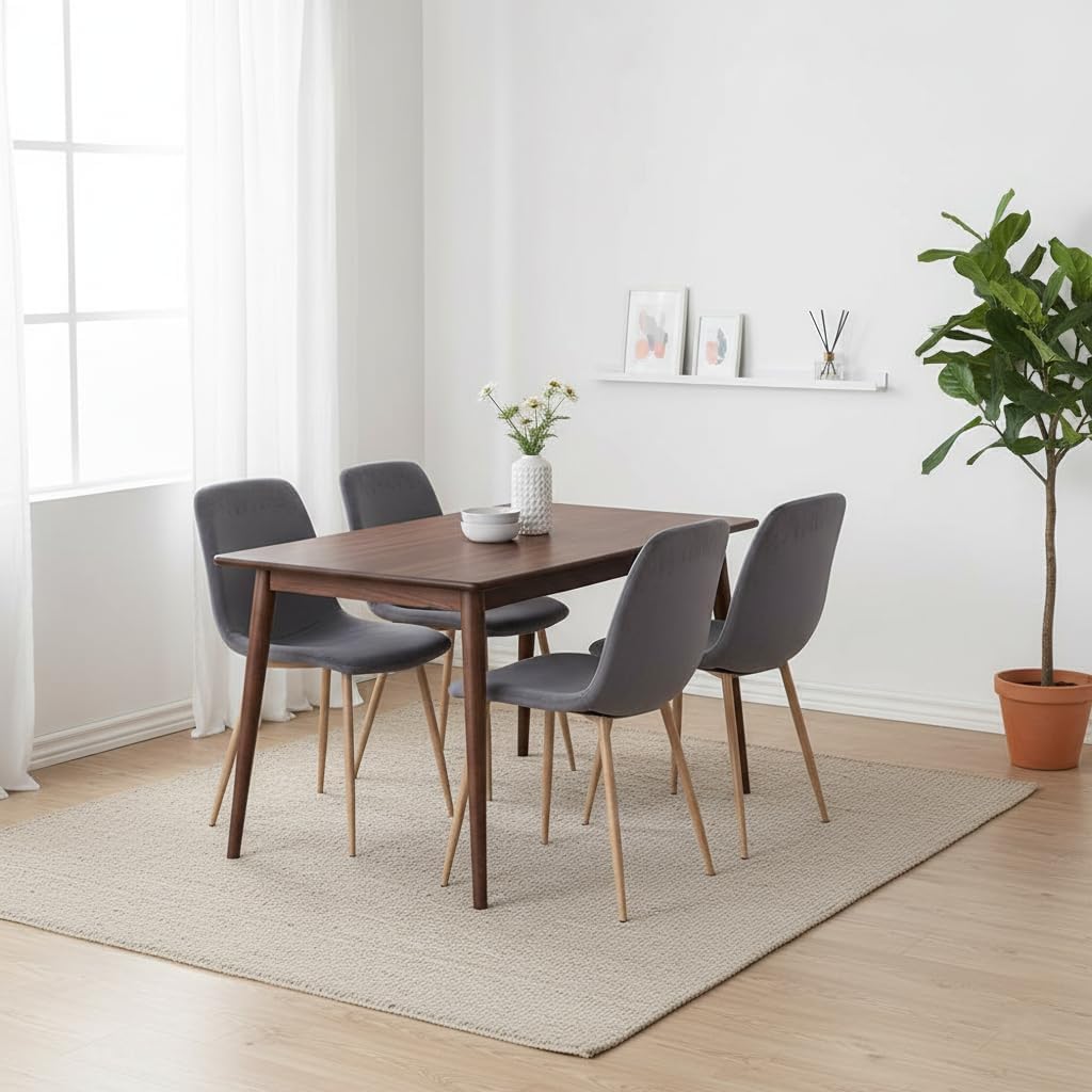 Velvet Dining Chairs Set of 4, Modern Kitchen Chairs, Metal Legs, Upholstered Dining Accent Side Chairs for Living Room Dining Room, Grey