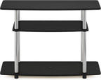 Furinno Turn-N-Tube TV Stand, 3-Tier Toolless Assembly Entertainment Center with Open Shelves, TV Console for TV up to 32 Inch, for Living Room, Bedroom, Americano/Stainless Steel