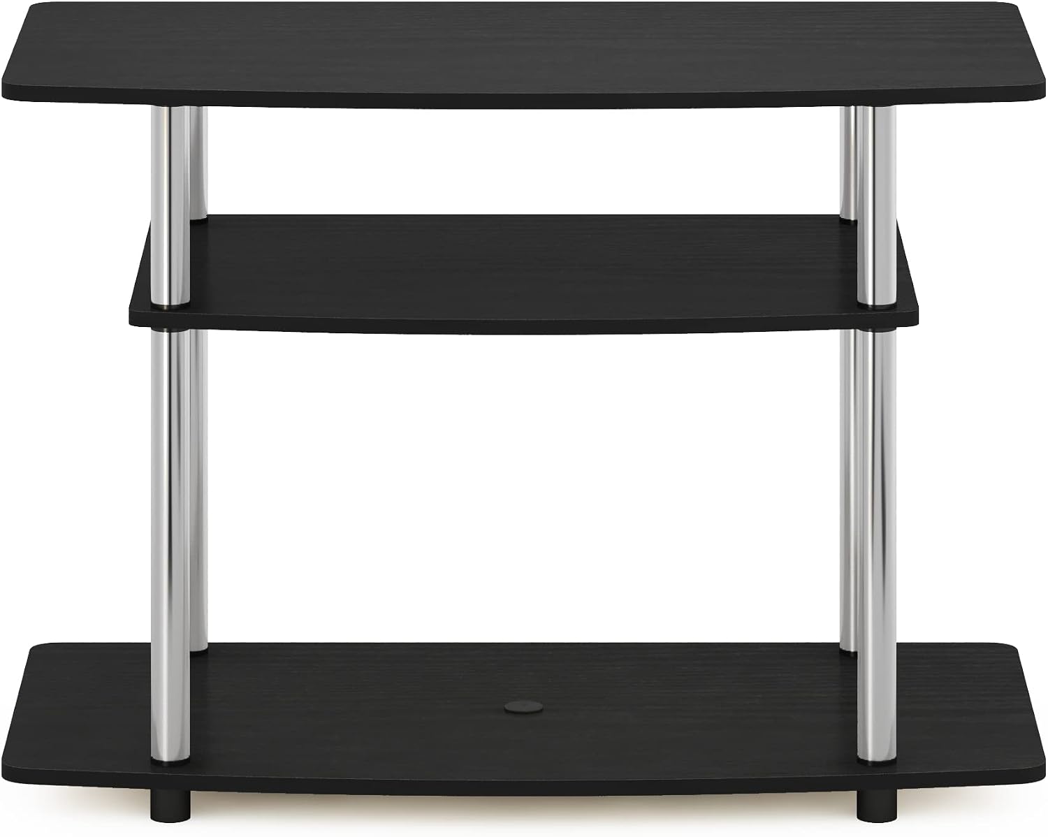 Furinno Turn-N-Tube TV Stand, 3-Tier Toolless Assembly Entertainment Center with Open Shelves, TV Console for TV up to 32 Inch, for Living Room, Bedroom, Americano/Stainless Steel