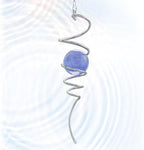 Gazing Ball Spiral Tail, Wind Spinner Stabilizer with Purple Glass Orb | 13-Inch Sun Catcher Rainbow Maker, Mesmerizing Rotating Art for Outdoor Garden Yard | Unique Hanging Decor & Gift