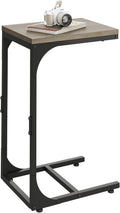 WLIVE C Shaped End Table, Small Couch Side Tables with Metal Frame, Sofa Table TV Tray for Living Room, Bedroom, Greige