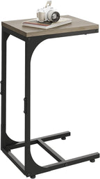 WLIVE C Shaped End Table, Small Couch Side Tables with Metal Frame, Sofa Table TV Tray for Living Room, Bedroom, Greige