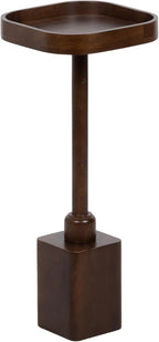 Kate and Laurel Woodrow Modern Mango Wood Square Drink Table, 10 x 10 x 24, Dark Brown, Transitional Rounded Square Mini Table for Use as Indoor Plant Stand or Wooden Living Room Accent