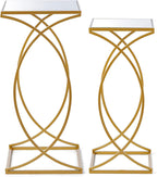Glitzhome Nesting Side Tables, Set of 2 End Tables with Metal Frame & Tempered Glass Top, Coffee Tables Decorative Accent Tables for Bedroom, Living Room, Home Office - Golden