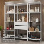 Madesa Kitchen Pantry Storage Rack with 2 Drawers and Open Shelves 74" L Multiuse Modular Cabinet for Kitchen Organization - White