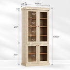 ivaniti 70.8" Tall Farmhouse Kitchen Pantry Cabinet with Glass Doors, Modular Storage Cabinet with 6-Tier Adjustable Shelves, Large Storage Cabinet for Kitchen or Living Room, Set of 3, Brown