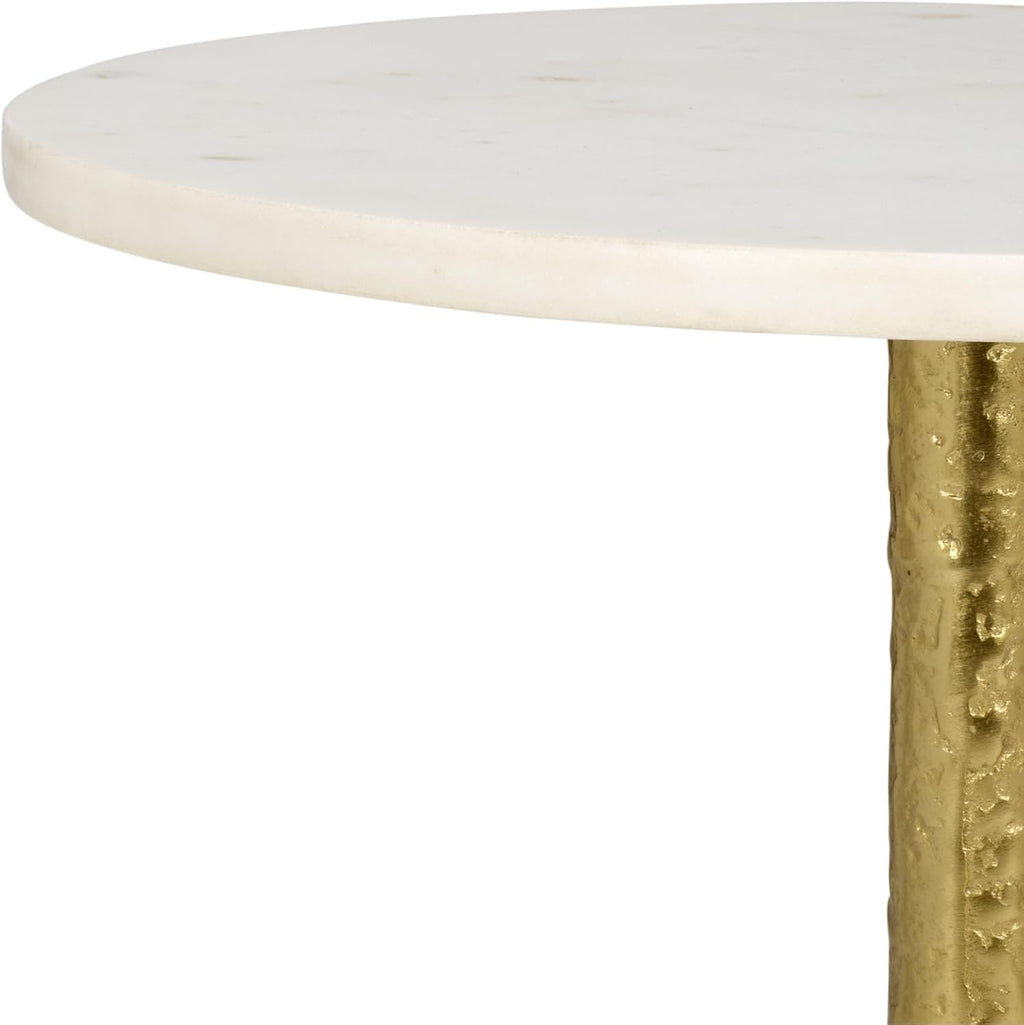 SAFAVIEH Home Collection - Avanni Accent Side Table, Ivory Round Top & Gold Metal Base (ACC5510A)