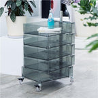 End Table with Storage and Wheels Plastic Side Cabinet Storage Cart Bedside Table Side Tables for Living Room Kitchen Long-Lasting(Clear)