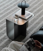 Modern Stainless Steel Side Table, Minimalist Storage Coffee Table,Accent Table，Curved Design, for Living Room, Office (Silver)