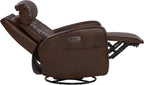 CHITA Genuine Leather Power Recliner Chair, Swivel Rocker, Cognac Brown | Electric Triple Motor Rocker Recliner for Living Room with Adjustable Headrest / Lumbar Support, USB & Type-C Charging Ports