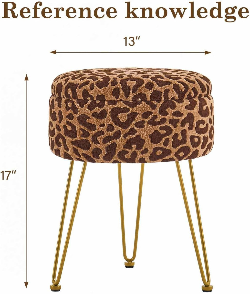 Ottomans Round Ottoman with Storage Footstools Vanity Chair | Coffee Table Ottoman for Living Room (Coffee Brown)