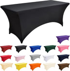 10-Pack 6ft Black Spandex Table Covers for Rectangle Standard Folding Tables - Wrinkle Resistant Stretch Tablecloths - Ultimate Fitted Table Protector for Parties, Banquet, Wedding