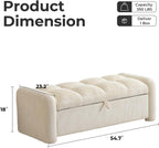 Oversized Corduroy Ottoman Bench with Storage, Upholstered End of Bed Bench for Bedroom, Ottoman Foot Rest for Living Room, Beige
