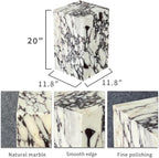 Luxury Marble Side Table,Square End Table for Modern Sofa and Bed, Living Room, Sofa, Bedroom（Calacatta Viola）