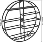 Round Wall Mounted Wine Rack 23.6Inch Metal Wine Display Rack Wine Glass Goblet Holder Bottle Holder for Bar Wine Cellar Kitchen Storage Display (Black)