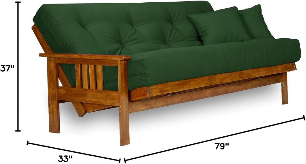 Stanford Futon Frame - Full Size, Solid Wood | Heavy Duty Solid Wood | Transform to 3 Positions - Sofa, Lounger, Bed | Popular Design (Frame Only)