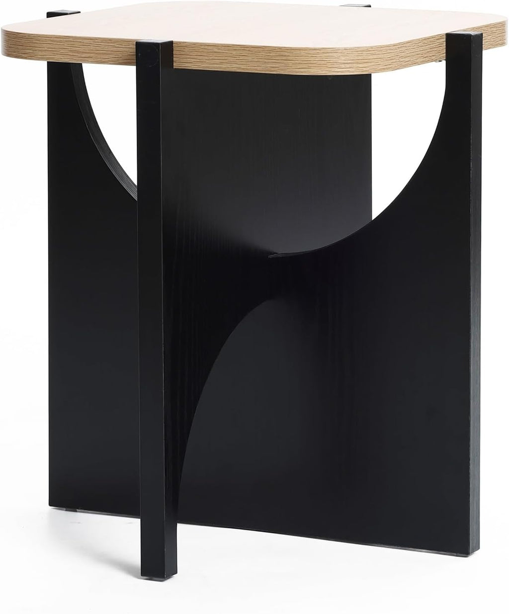 LuxenHome Modern Square Side Table, 19" Black & Brown Wood Accent End Table for Living Room, Office, Apartment, Nightstand, Bedside Sofa Coffee Table Home Furniture