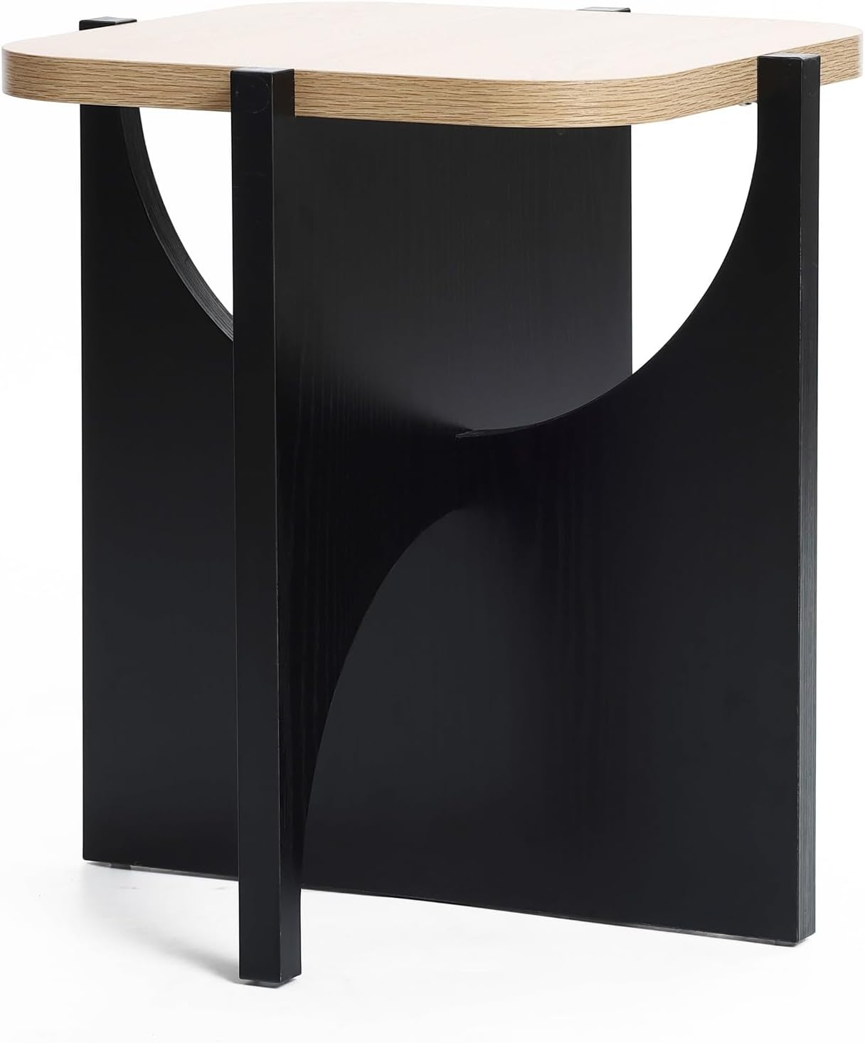 LuxenHome Modern Square Side Table, 19" Black & Brown Wood Accent End Table for Living Room, Office, Apartment, Nightstand, Bedside Sofa Coffee Table Home Furniture