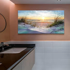Wapluam Large Wall Art For Living Room Canvas Wall Decor For Bedroom Office Decorations Sea Beach Scenery Wall Paintings Prints Artwork Ocean Seascape Pictures Modern Home Decor Art Work 48X24 in