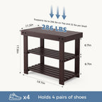 DUMOS Wooden Shoe Rack Bench with Storage, 3-Tier Bamboo Entryway Benches, Shoe Rack Holds Up to 286 lb Storage Organizer, 11.3 x 19.7 x 17.8 Inches, Suitable for Bedroom Living Room Balcony, Brown