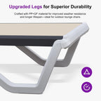 PURPLE LEAF Lounge Chair Outdoor Set of 2 Chaise Lounge w/Wheels, Khaki | Quick & Easy Assembly, Quick-dry Mesh Keeps You Cool, UV-proof Weave Keeps Color Vivid, Rustproof Frame Lasts Years