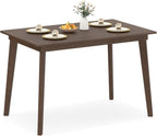 Giantex Dining Table for 4, 48" Rectangular Wooden Kitchen Table with Solid Rubber Wood Legs, Mid Century Modern Dinner Table for Dinette, Living Room, Home Office (Brown)