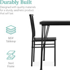 Best Choice Products 5-Piece Metal and Wood Indoor Modern Rectangular Dining Table Furniture Set for Kitchen, Dining Room, Dinette, Breakfast Nook w/ 4 Chairs - Black