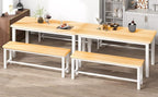 Lamerge Kitchen Table Set with 2 Benches 4 Person Dining Room Table Set for Home Kitchen, Dining Room, Restaurant, Space Saving, 47.2inch Table and 41.3inch Bench, Beige