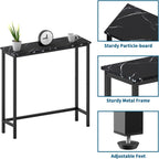 HollyHOME Narrow Sofa & Console Table, 29.5" Slim Entryway Table, Sofa Stand, Hallway Shelf, Bedroom, Living Room, Foyer, Black Marble