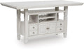 Signature Design By Ashley Robbinsdale 72-Inch Counter Height Dining Table with Kitchen Island Storage, Rubberwood Solids, Ash Veneer and MDF Substrates, Antique White