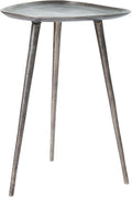 Convenience Concepts Bali Metal Tall End Table 16" - Tall Modern Artisan Handcrafted Living Room Table, Unique Cast Metal Family Room Side Table, Bohemian Cocktail Style, Antique Silver