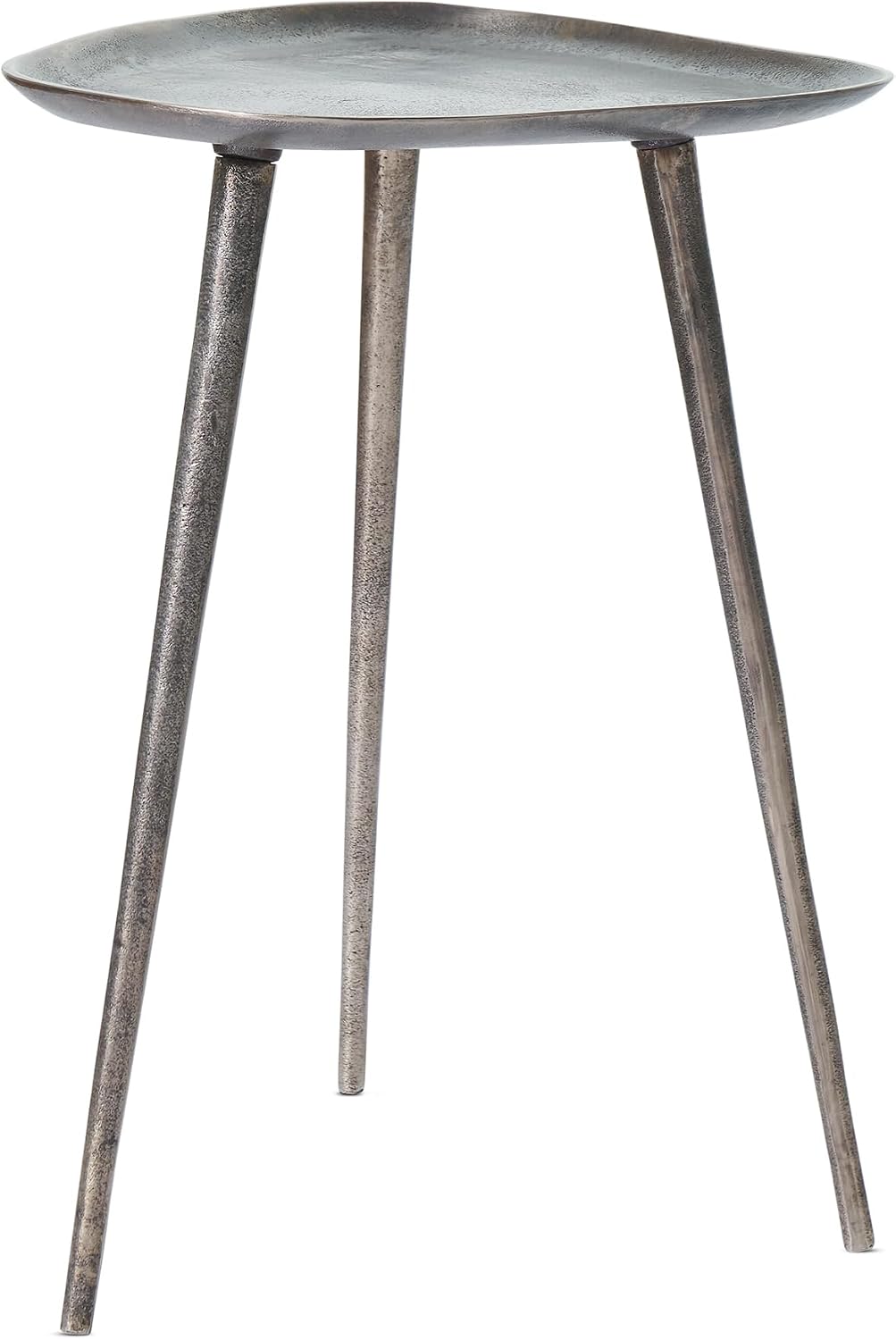 Convenience Concepts Bali Metal Tall End Table 16" - Tall Modern Artisan Handcrafted Living Room Table, Unique Cast Metal Family Room Side Table, Bohemian Cocktail Style, Antique Silver