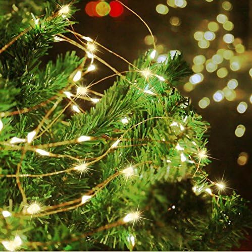 Decute 300Led 99FT Copper Wire Christmas Fairy String Lights Dimmable with Remote Control Starry Lights with UL Cerficated Decorative for Party Wedding Bedroom Yard Christmas Tree Warm White