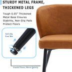Dining Chairs Set of 2, Caramel Brown Mid-Century Modern Faux Leather Upholstered Chairs, Ergonomic Curved Backrest, Metal Legs, Easy-to-Clean for Kitchen, Dining Room, Living Room