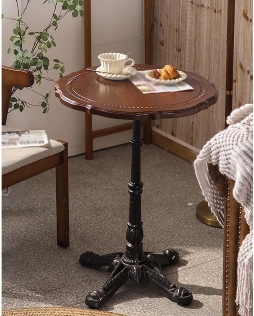 ENGENDER Couch Side Table Retro Wooden Round Table Coffee Furniture Sofa Side Dessert Narrow End