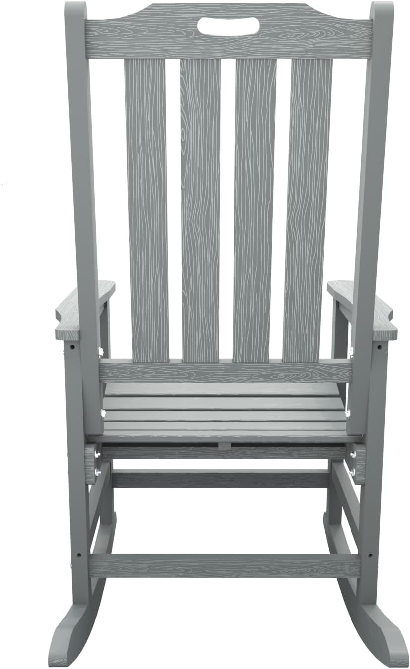 THOEOE Outdoor Rocking Chairs Set of 2, Oversized Patio Rocking Chair | HDPE Outdoor Rockers for Front Porch, Patio, Backyard, Balcony and Garden. All-Weather High Back Design, Gray
