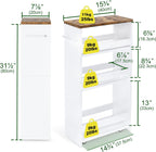 TEAMIX Slim Rolling Storage Cart, Wood 4-Tier Narrow Kitchen/Laundry Cart | 7.9"W Thin Cabinet with Wheels and Handle, Use as Spice Rack Next to Fridge, Laundry Room Organization Between Washer & Dryer