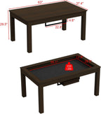 MOUMON 63” Board Game Table for 4-6 Players, Gaming & Dining Table with Removable Tabletop and Felt Pad for Poker Card, Dinner, 55” x 29” Play Area, Rectangular, Walnut, 63”W x 37.4”D x 29.7”H