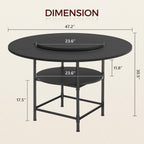 MAHANCRIS Round Dining Table for 4, Dinner Table with Storage Shelf, 47.2'' Dining Room Table, Circle Tables, Farmhouse Wood Kitchen Tables for Dining Room Living Room, Black DTBK12001