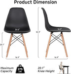 Dining Chairs Set of 4, Modern Plastic Kitchen Chairs with Beech Wood Legs for Dinner Living Waiting Room Bedroom, Black