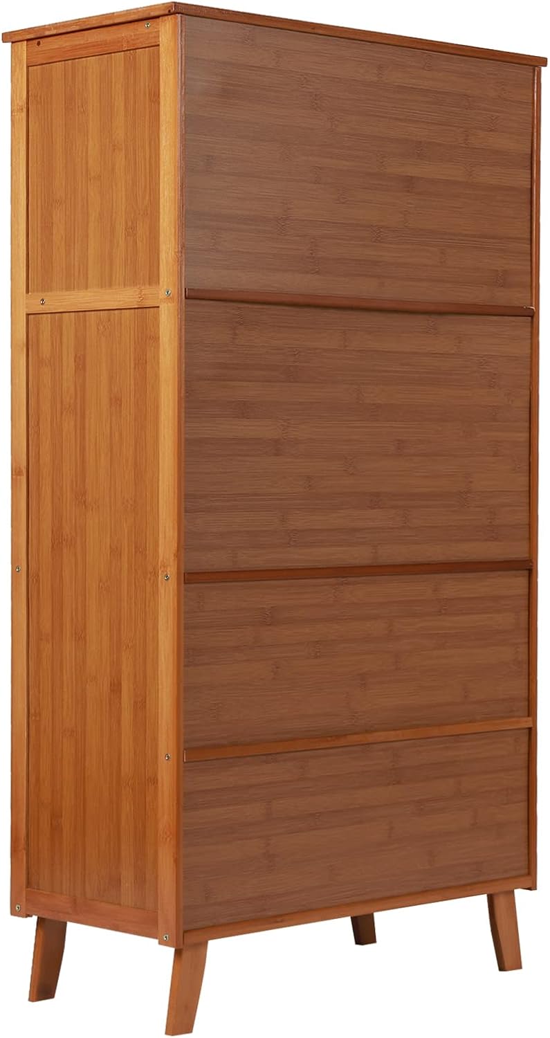 Gdrasuya10 Bamboo Buffet Sideboard Kitchen Pantry Storage Cabinet, 43inch Pantry Sideboard Cabinet with 3 Drawers Kitchen Cupboard Buffet Server Coffee Bar Storage Cabinét for Dinning Room