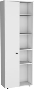 67" H Kitchen Storage Cabinet with One Door, Five Interior Shelves and Five Exterior Shelves,White