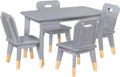 5-Piece Kids Wood Activity Table and Chair Set Gray and Natural | Rectangular Table; Two-Tone Gray And Natural Wood Finish; Durable Frame