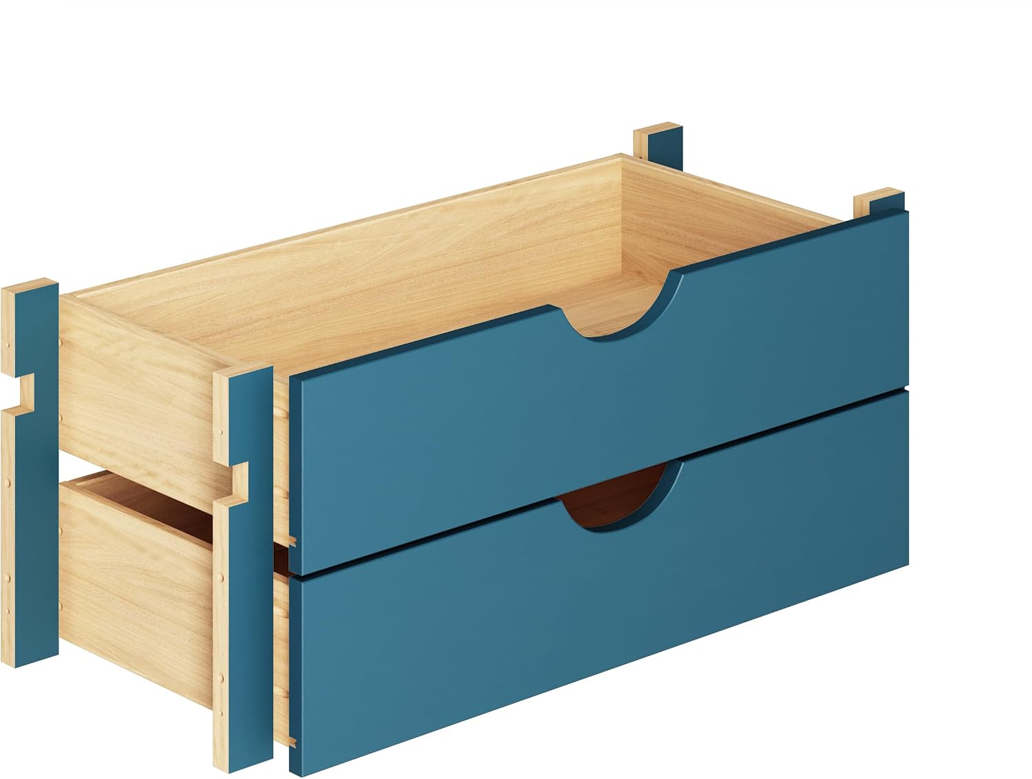 Palace Imports 100% Solid Wood Kitchen Pantry with 2-Drawer Kit, Teal Blue, 65" w x 71.5" h x 15.5" d, Renewable Eco-Friendly Wood, Made in Brazil